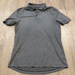 Lululemon Polo Shirt Mens L Large Grey Evolution Pique Short Sleeve Shirttail
